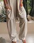 V-Neck High Stretch Tapered Drop-Crotch Casual Jumpsuit With Pockets Light Khaki