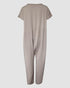 V-Neck High Stretch Tapered Drop-Crotch Casual Jumpsuit With Pockets Light Khaki