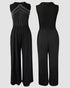 Rhinestone Decor Multi Spaghetti Straps Ruched Overalls Casual Zipper Back Wide Leg Jumpsuit black