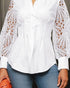 Lantern Sleeve Eyelet Embroidery Top white