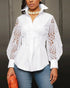 Lantern Sleeve Eyelet Embroidery Top white