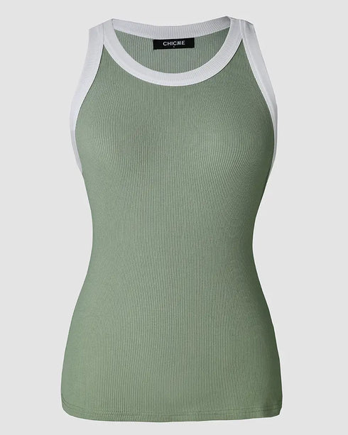 Eyelash Print Casual Tank Top green
