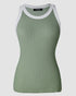 Eyelash Print Casual Tank Top green