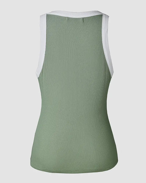 Eyelash Print Casual Tank Top green