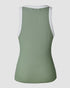 Eyelash Print Casual Tank Top green