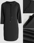 Stand Collar Sequin Long Sleeve Drawstring Casual Mini Straight Dress black