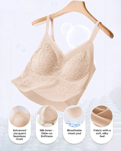 Lace V-Neck Adjustable Spaghetti Strap Bralette Camisoles Sexy Soft Crop Cami Top nude