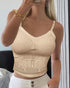 Lace V-Neck Adjustable Spaghetti Strap Bralette Camisoles Sexy Soft Crop Cami Top nude