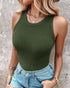 O-Neck Sleeveless Basic Slim Fit Skinny Tank Casual Top(Without Pads) Army green