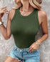 O-Neck Sleeveless Basic Slim Fit Skinny Tank Casual Top(Without Pads) Army green