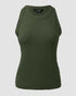 O-Neck Sleeveless Basic Slim Fit Skinny Tank Casual Top(Without Pads) Army green