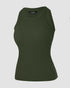 O-Neck Sleeveless Basic Slim Fit Skinny Tank Casual Top(Without Pads) Army green