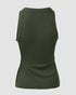 O-Neck Sleeveless Basic Slim Fit Skinny Tank Casual Top(Without Pads) Army green