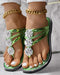 Rhinestone Floral Pattern Hollow Out Flip Flops Slippers green