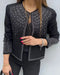 Rhinestone Decor Open Front Long Sleeve Coat Casual Crop Blazer Coat black