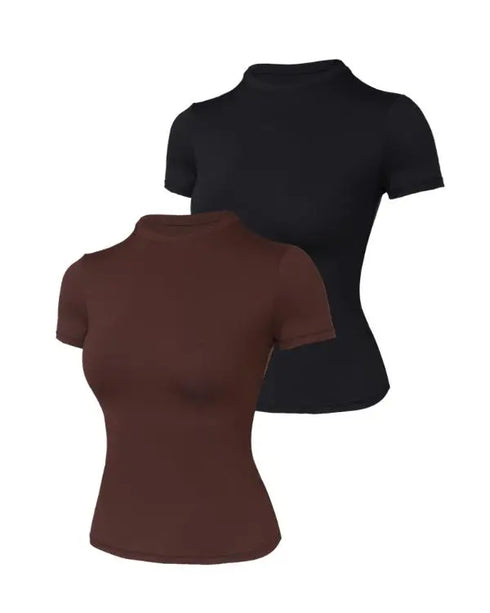 ChicMe ContourX 2-Pack Crewneck Short Sleeve Tee Slim Fit Basic T-Shirts style1