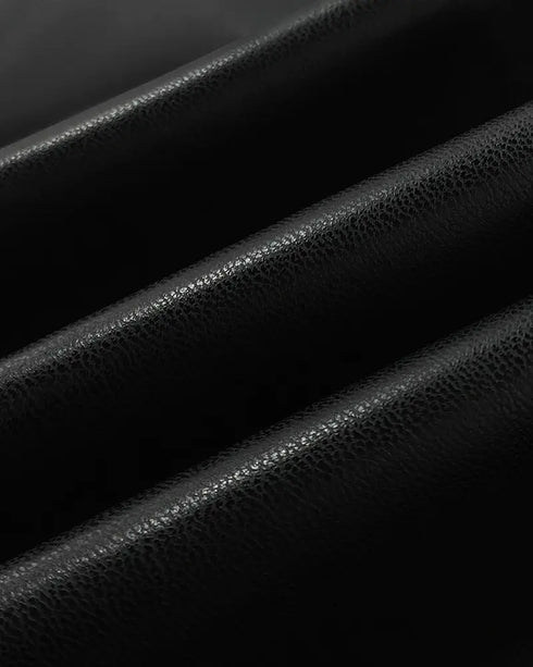 Cowl Neck Sleevless Slim Fit Sexy Ruched PU Leather Dress black