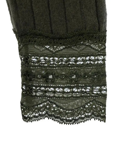 2 Pieces Outfit Drop Shoulder Lace Cuffs Asymmetrical Hem Drawstring Hoodie Top and Elastic Waist Slim Fit Pants Set Casual Brushed Ribbed Set Army green