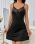Lace Patch V-Neck Sleep Dress black