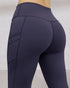 Winter Warm High Waisted Workout Athletic Leggings Tummy Control Butt Lifting Ultra Soft Thermal Lined Yoga Pants Women's Sportswear with Stacked Slit Pockets On Side purplish blue