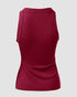 O-Neck Sleeveless Basic Slim Fit Skinny Tank Casual Top(Without Pads) Wine red