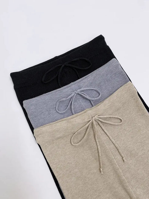 Geo Tape Patch Gigot Sleeve Top & Pants Set beige