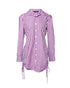 Button Down Shirt Dress Roll Tab Sleeve Side Drawstring Mini Dresses purple