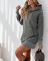 Eyelet Pocket Design Drawstring Hooded Sweatshirt Dress Army green