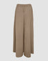 Skew Neck Lantern Sleeve Loose Top & Zipper Fly Wide Leg Pants Set without Belt Dark Brown