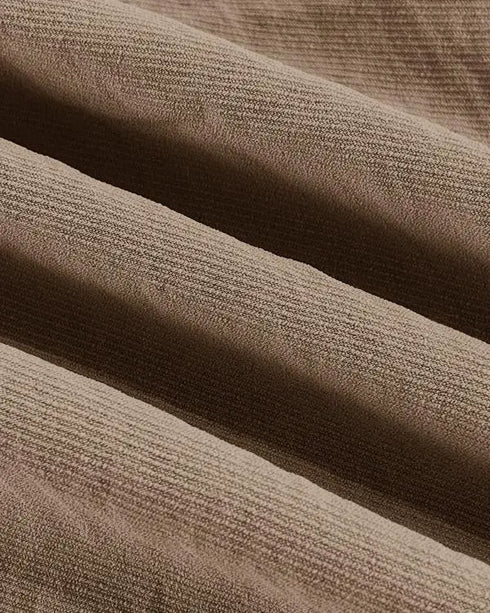 Skew Neck Lantern Sleeve Loose Top & Zipper Fly Wide Leg Pants Set without Belt Dark Brown