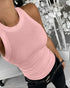 O-Neck Sleeveless Basic Slim Fit Skinny Tank Casual Top(Without Pads) pink