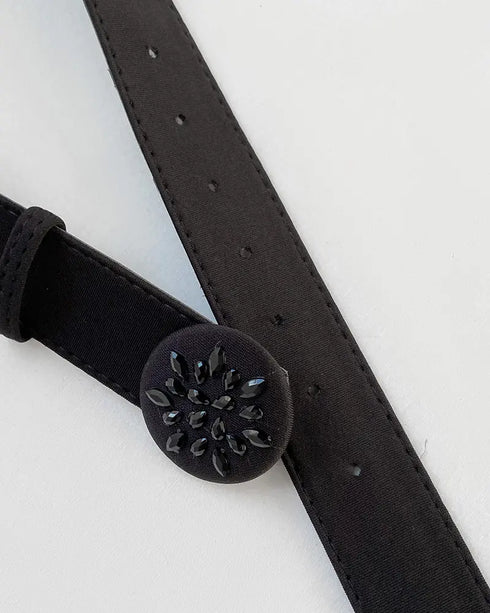 One Shoulder Long Sleeve Casual Beaded Mid-Cald Dress black