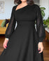 One Shoulder Long Sleeve Casual Beaded Mid-Cald Dress black