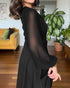 One Shoulder Long Sleeve Casual Beaded Mid-Cald Dress black