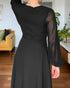 One Shoulder Long Sleeve Casual Beaded Mid-Cald Dress black