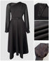One Shoulder Long Sleeve Casual Beaded Mid-Cald Dress black