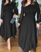 One Shoulder Long Sleeve Casual Beaded Mid-Cald Dress black