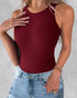 3-Pack Knit Round Neck Thick Strap Racerback Tank Tops(Without Pads) style15