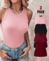 3-Pack Knit Round Neck Thick Strap Racerback Tank Tops(Without Pads) style15