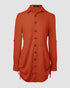 Button Down Shirt Dress Roll Tab Sleeve Side Drawstring Mini Dresses orange