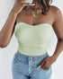 Multi Adjustable Spaghetti Straps Built in Bra Cami Top Sexy Ribbed Slim Fit Workout Camisole Top light green