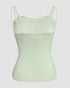 Multi Adjustable Spaghetti Straps Built in Bra Cami Top Sexy Ribbed Slim Fit Workout Camisole Top light green