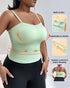 Multi Adjustable Spaghetti Straps Built in Bra Cami Top Sexy Ribbed Slim Fit Workout Camisole Top light green