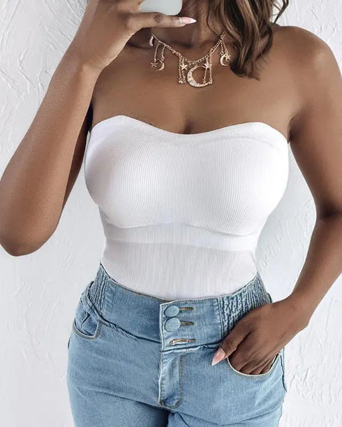 Multi Adjustable Spaghetti Straps Built in Bra Cami Top Sexy Ribbed Slim Fit Workout Camisole Top white