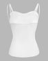 Multi Adjustable Spaghetti Straps Built in Bra Cami Top Sexy Ribbed Slim Fit Workout Camisole Top white