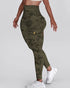 Camouflage Print High Waist Skinny Leggings with Cargo Flap Pockets Casual Pants Army green