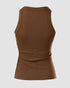 ChicMe Built-in Bra Ribbed Round Neck Tank Top coffee