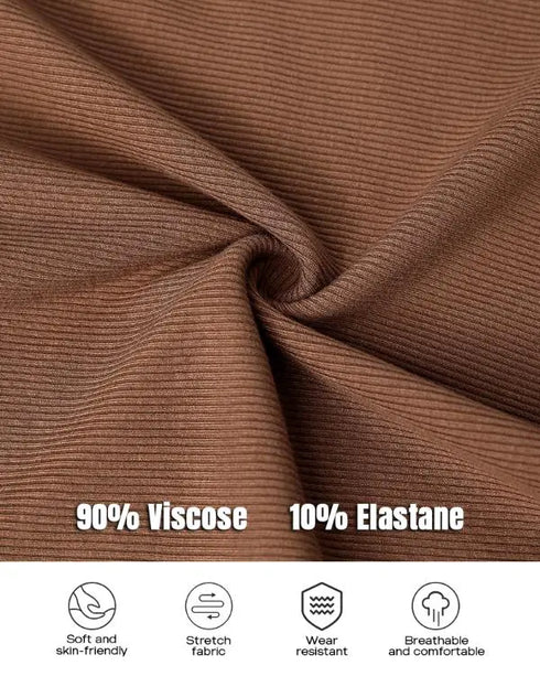 ChicMe Built-in Bra Ribbed Round Neck Tank Top coffee