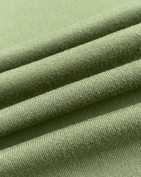 2 Pieces Outfit Round Neck Lace Spliced Short Sleeve Top and Elastic Waist Straight Leg Pants Set Casual Brushed Ribbed Pajamas Set green