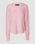 V-Neck Long Sleeve Beaded Decor Oversized Sweater Fluffy Pullover Top pink